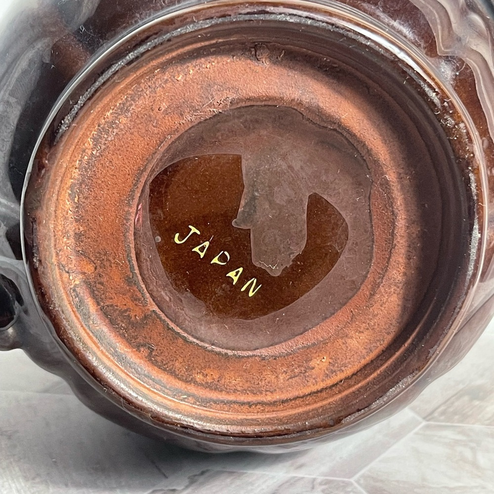Vintage Hand-Painted Brown Ceramic Teapot from Japan – Floral Motif, 6.5” - Picture 6 of 10